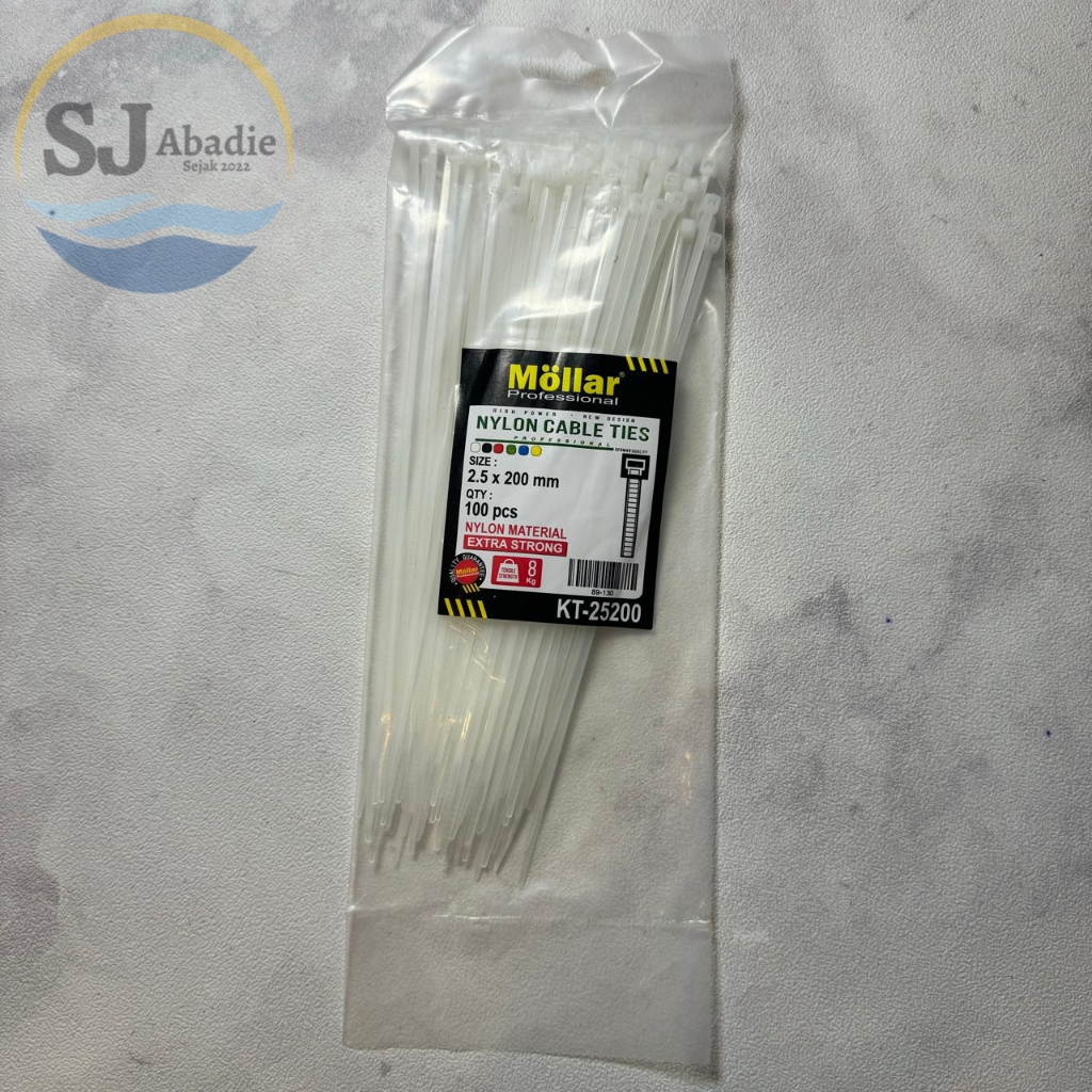

(1 PACK) MOLLAR Kabel Ties Tali Segel Plastik 50 55 100 cm Isi 100 Pcs | SJ ABADIE |