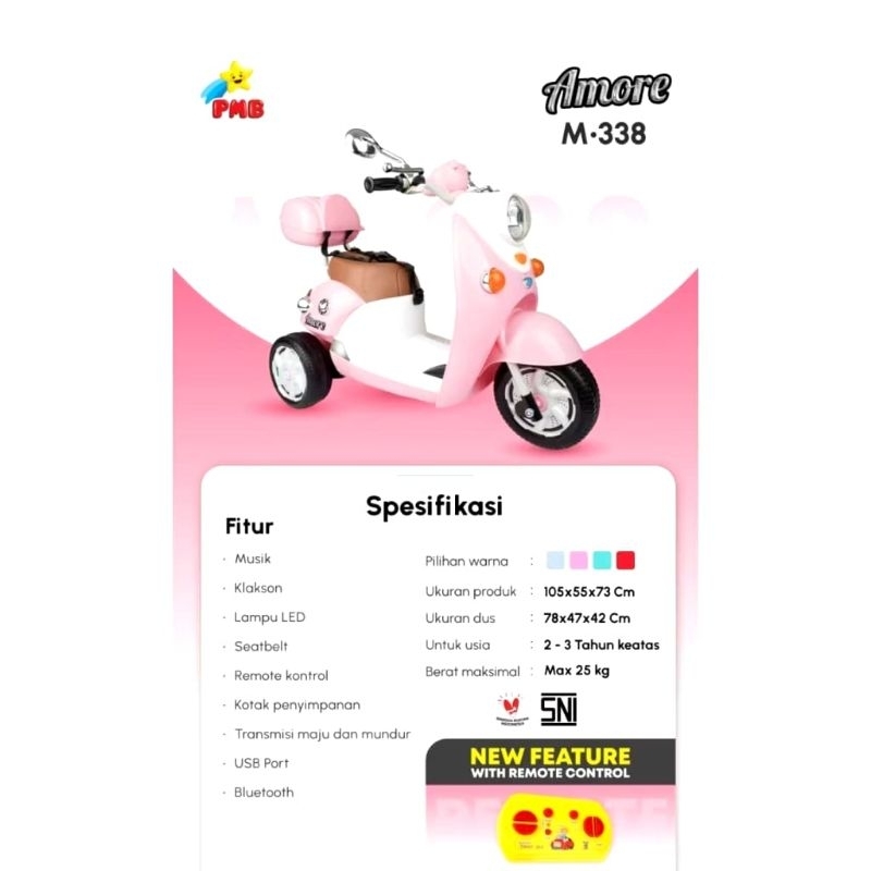(Free Bubble + Pelapis Ban) motor aki anak scoopy  pmb M-338 / M338