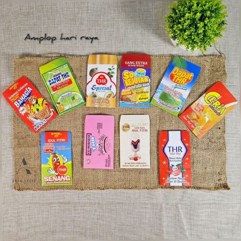 

100 lembar amplop lebaran idul fitri motif snack DF2 ukuran medium