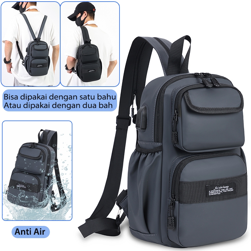 Highland Tas Selempang Pria Model 3in1 Tas Ransel Mini Santay Multi Fungsi Tas Mini Tab Anti Air TS7
