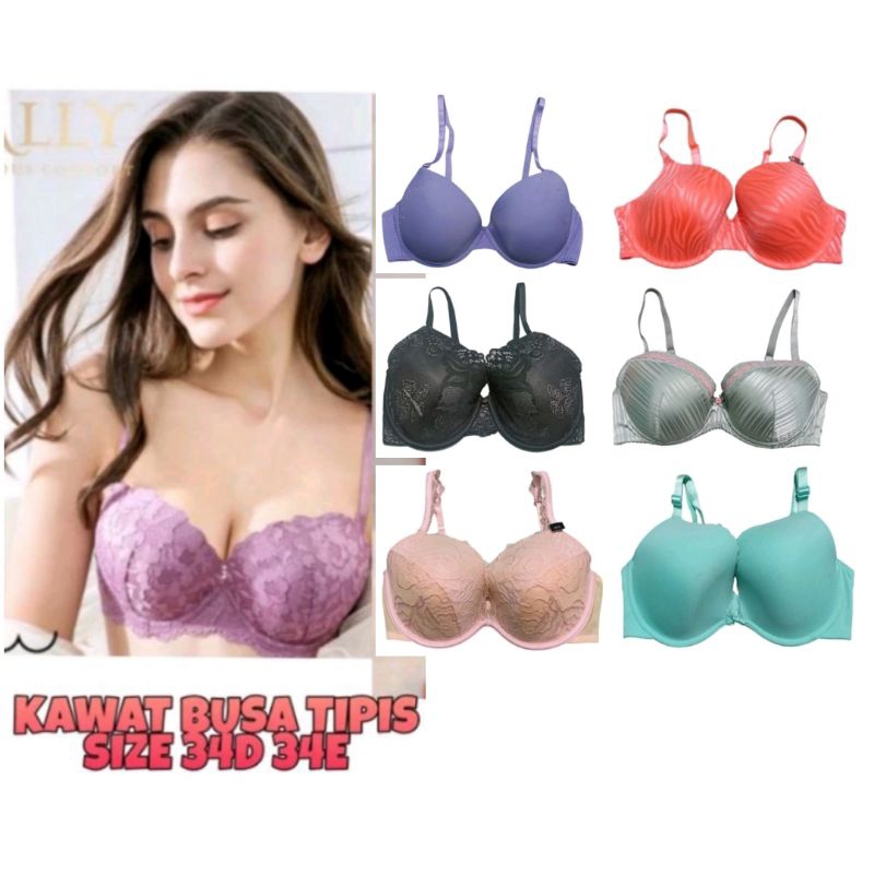 BRA WIRED PADDED BRA/KAWAT BUSA TIPIS SIZE 34 D DD E F BRANDED EKSPORT