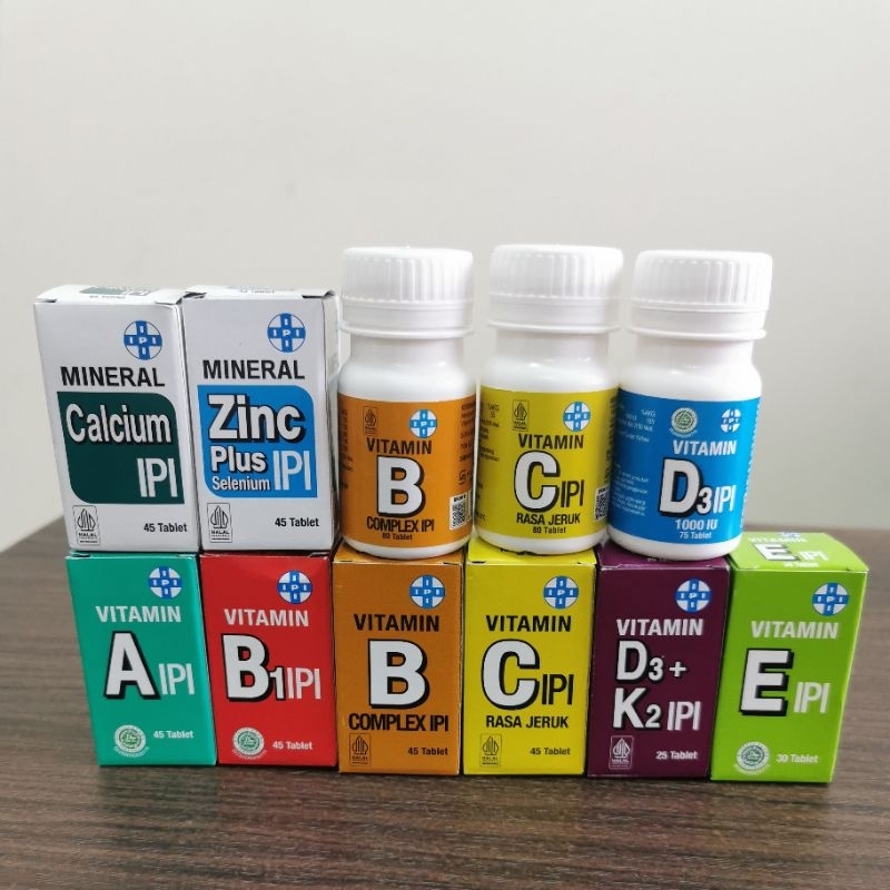 Vitamin IPI - IPI All Varian (A B complex B1 C D3 D3+K2 E mineral calcium zinc plus selenium magnesi