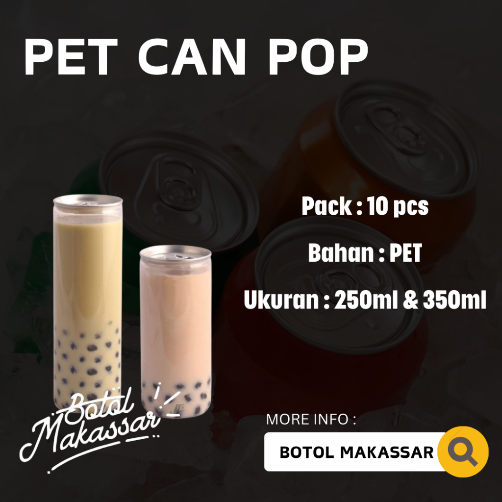 Pet Can Pop SLIM Kemasan PET dengan tutup kaleng
