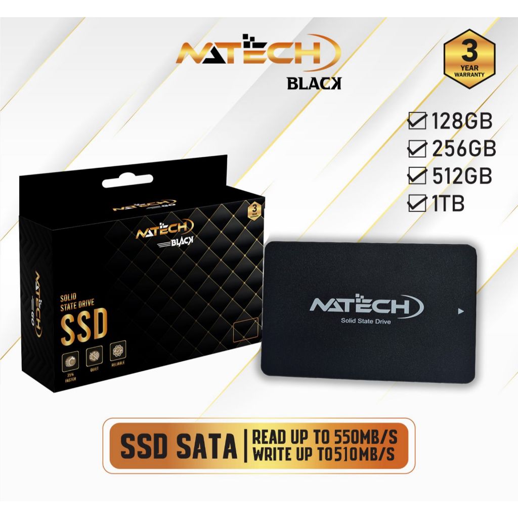 SSD 128GB / SSD SATA 128GB / SSD NATECH BLACK 128GB SATA III 2.5" 6GB/S GARANSI RESMI