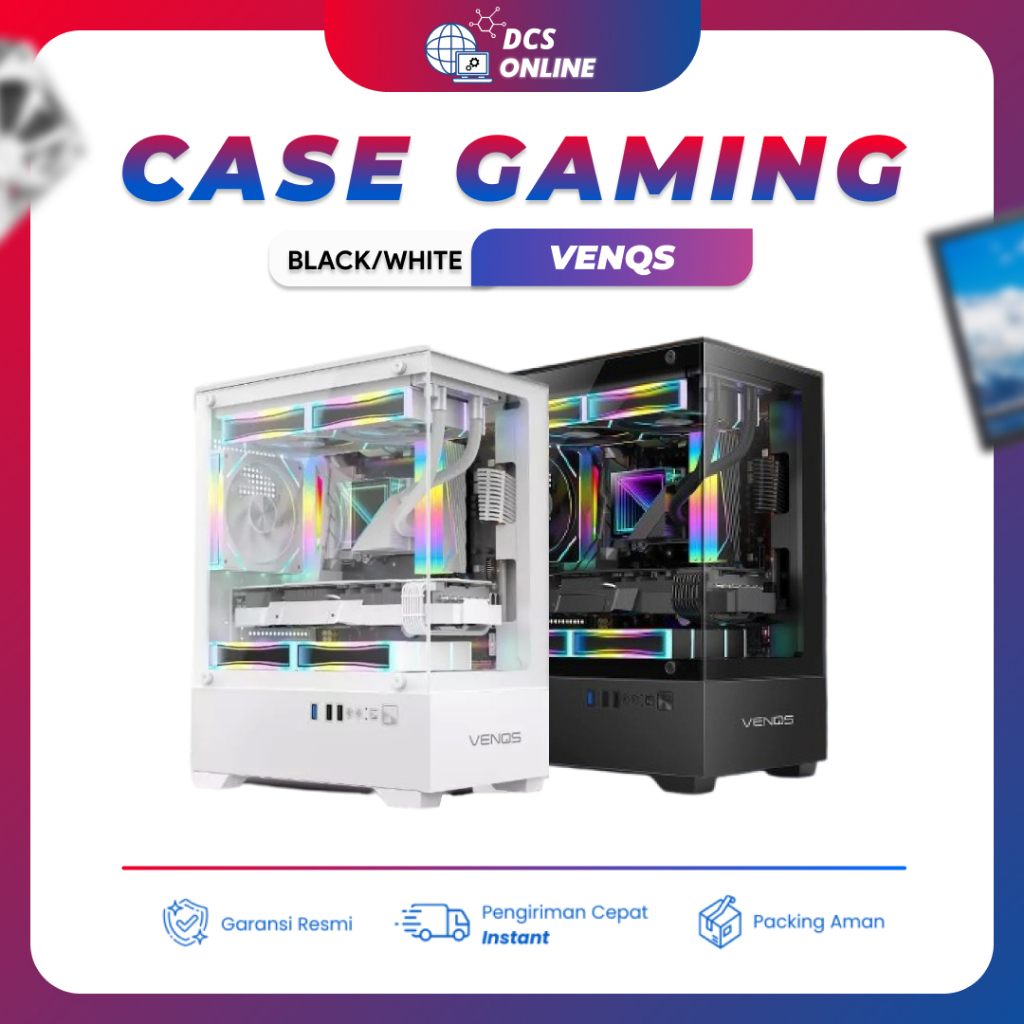 grey mart - Casing Pc Gaming VENQS Varro Prime Free 3 Fan RGB/ARGB Micro- ATX / ITX Tempered Glass-