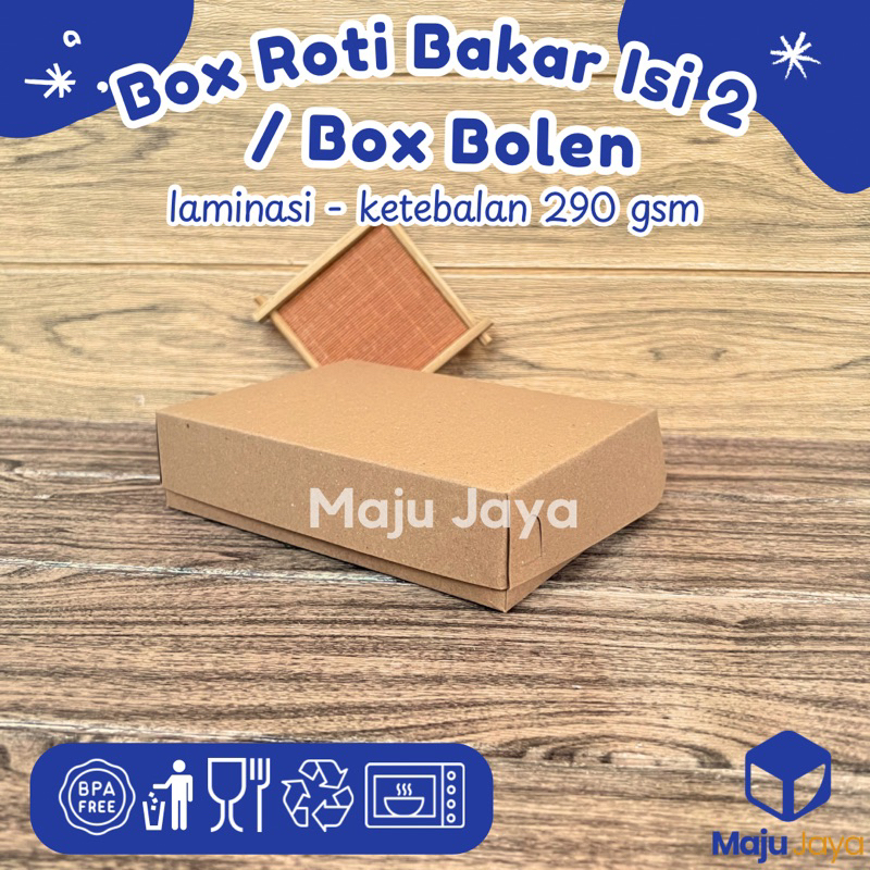 Box Bolen Kraft Laminasi Ketebalan 290 gsm 20x15x5 cm / Box Roti Bakar isi 2 / Box Brownies Spiku Ma