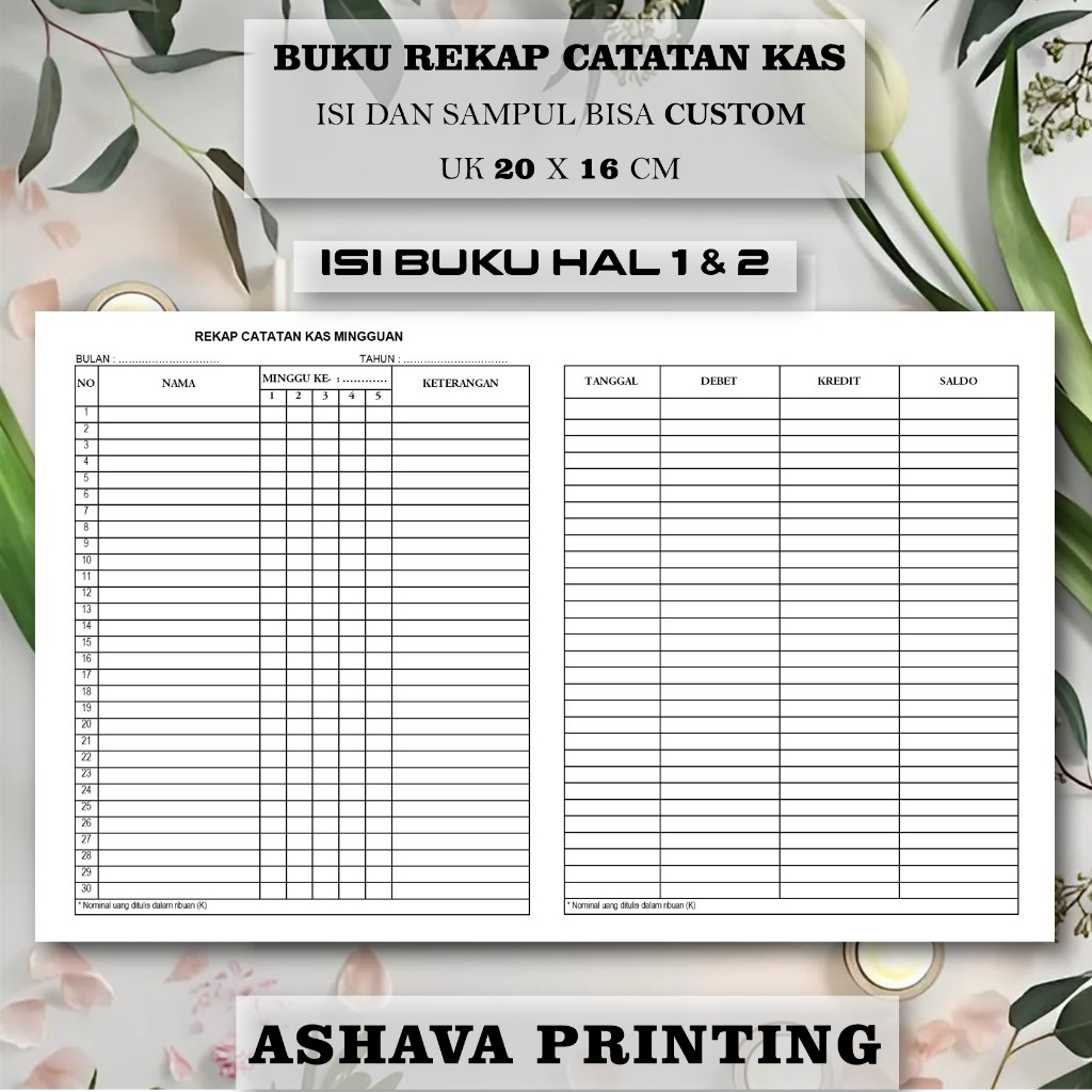 

BUKU REKAP CATATAN KAS MINGGUAN