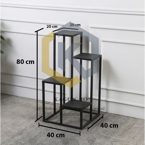Rak bunga susun/standing Rak pot bunga dari besi - Putih, Tinggi 100cm