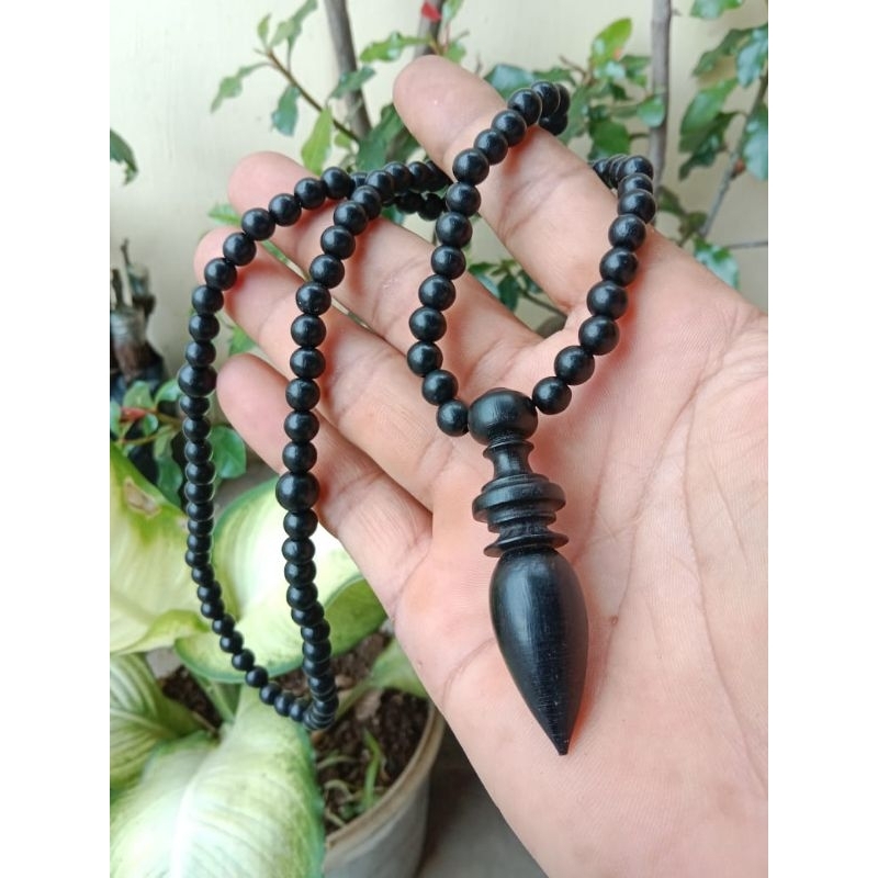 Kalung tasbih kelor hitam asli 6mm kalung tasbih pria
