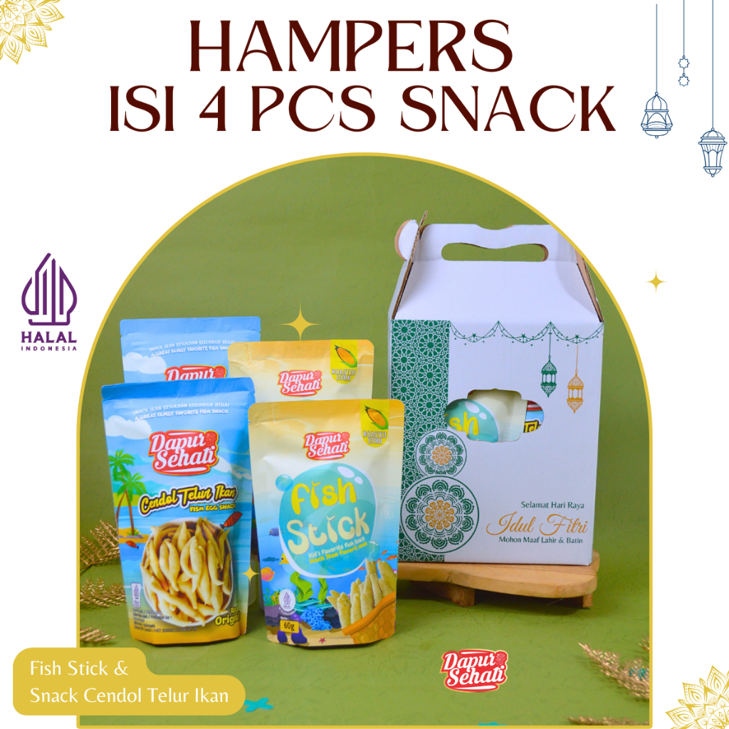 

Hampers Ramadan Lebaran DAPUR SEHATI Fish Stick Snack Cendol Telur Ikan HALAL MUI