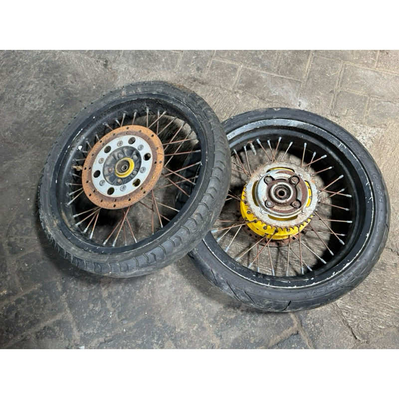 velg set ban tiger revo tirev jari-jari tapak lebar ukuran 250-350 ring17