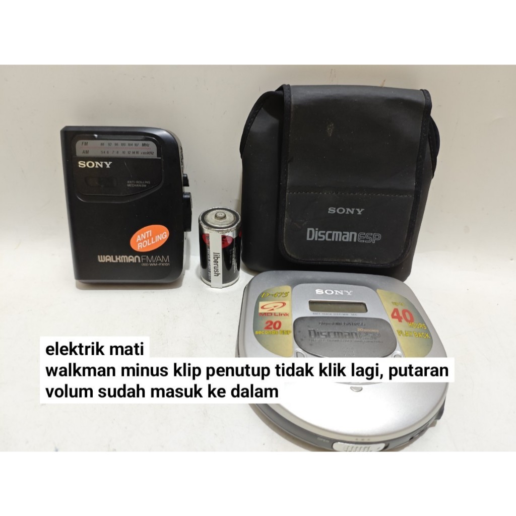 Set junk sony walkman fm/am fm am wm fx101 retro radio , discman esp d 465 elect off