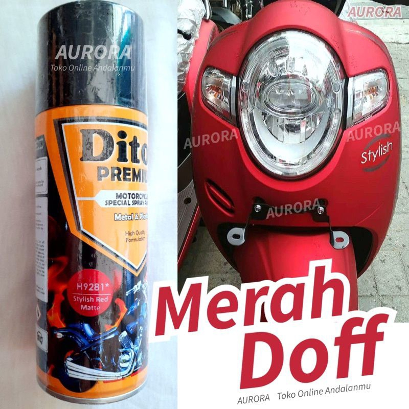Pilok Diton Premium Stylish Red Matte 9281 Merah Doff Honda 400ml | Cat Semprot Sepeda Motor Mobil