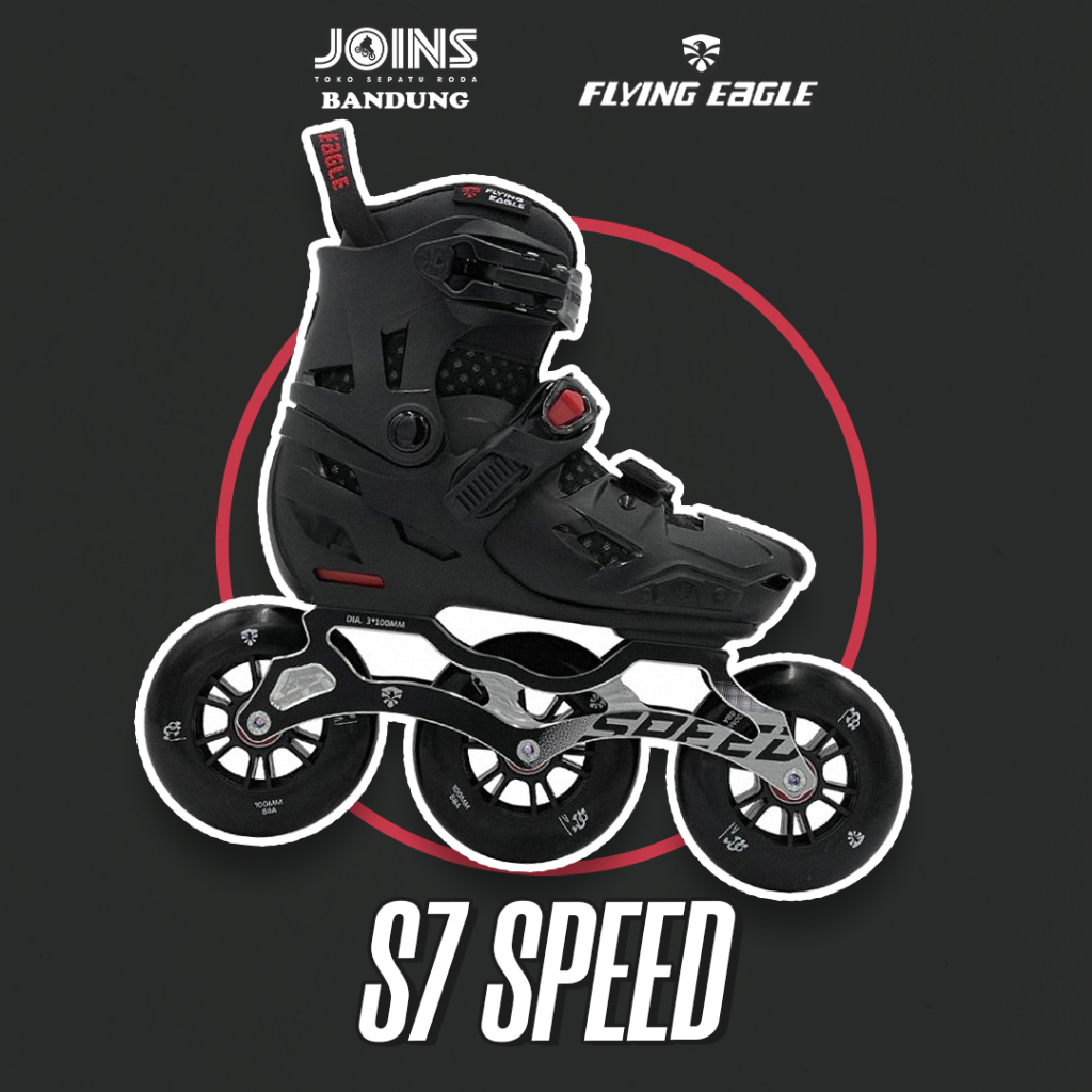 Sepatu Roda Inline Skate Anak Flying Eagle S7 Speed BLACK