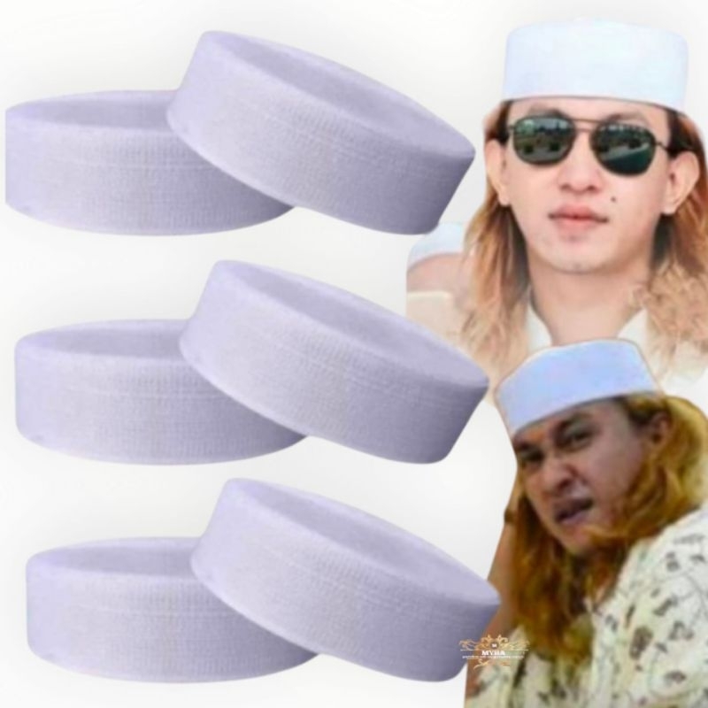 Peci kopiah Songkok haji Batok pendek 6.5cm putih polos bahan Tebal lentur Premium