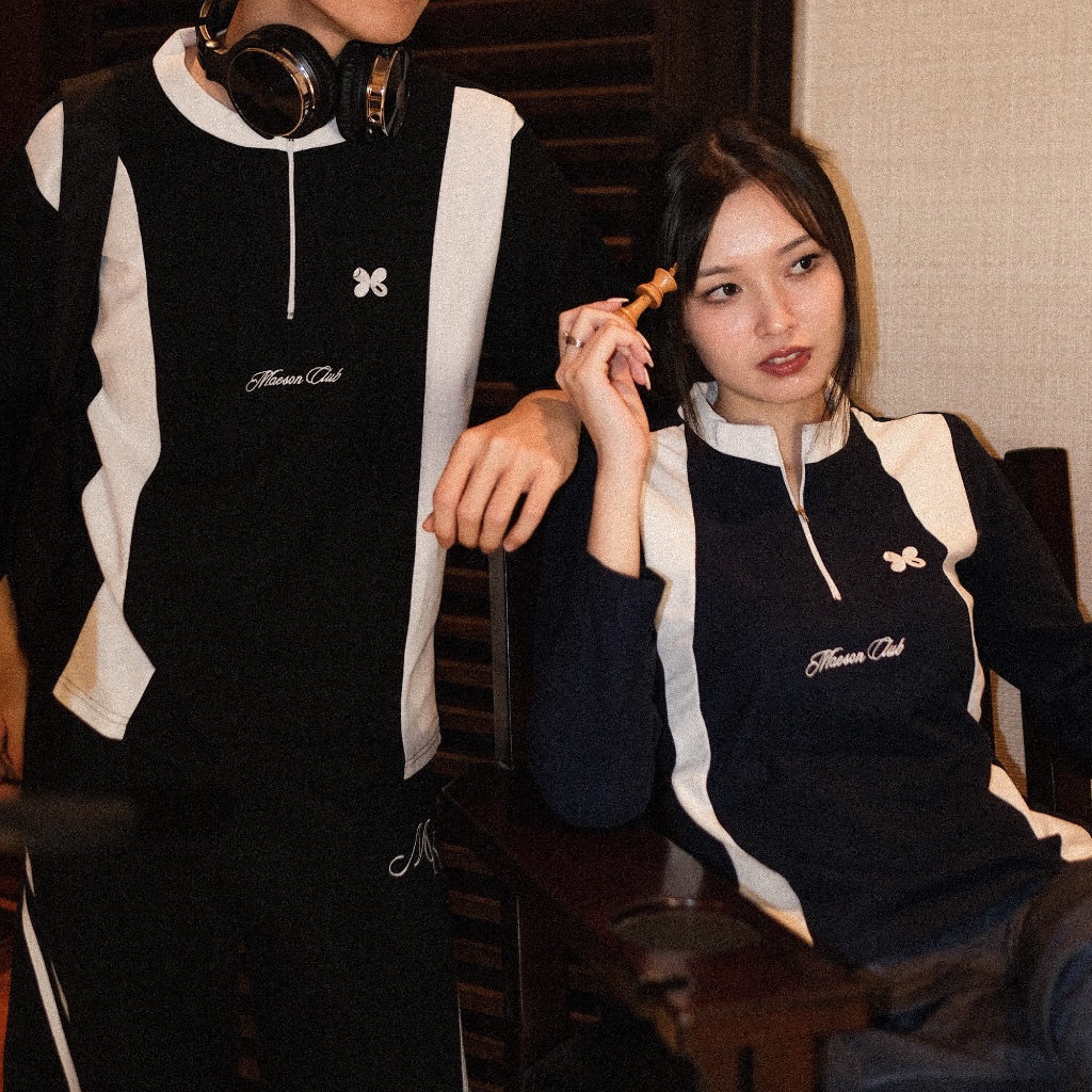 MAESON Club de Maeson Collarless Half Zip Polo