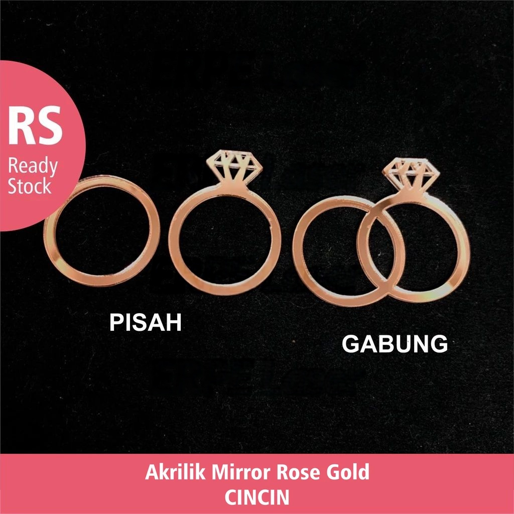 CINCIN REPLIKA Perhiasan Akrilik Gold Dekorasi Pernik Mahar Frame Rose Gold