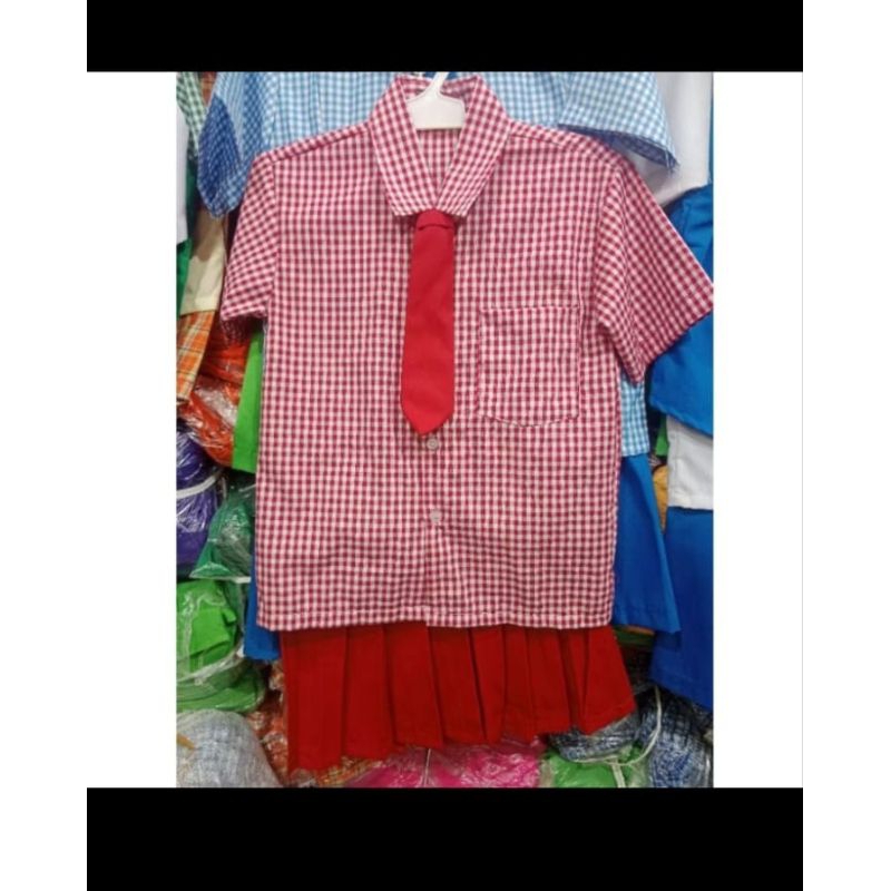 seragam paud/tk kotak kotak merah