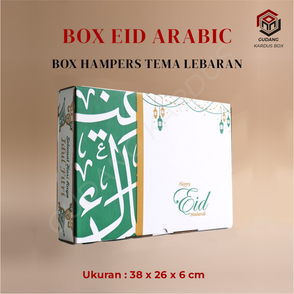 

BOX EID ARABIC HIJAU Ukuran 38 x 26 x 6 cm/BOX HAMPERS LEBARAN/BOX KUKER/BOX HAMPERS IDUL FITRI