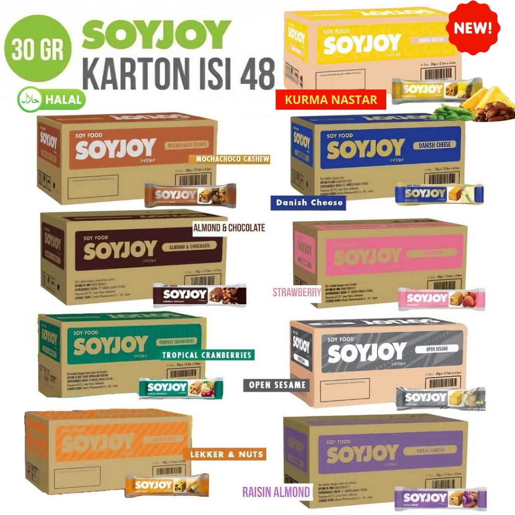 

SOYJOY 1 KARTON isi 48 Snack Protein Bar Kedelai tenaga recovery lari sepeda olahraga