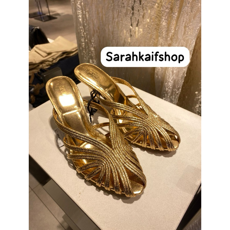 sepatu heels gold zara jastip
