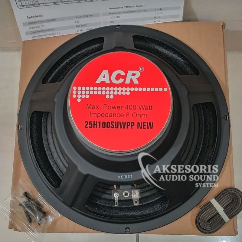 Speaker ACR 10inch Woofer 400 Watt 25H100SUWPP PRO NEW