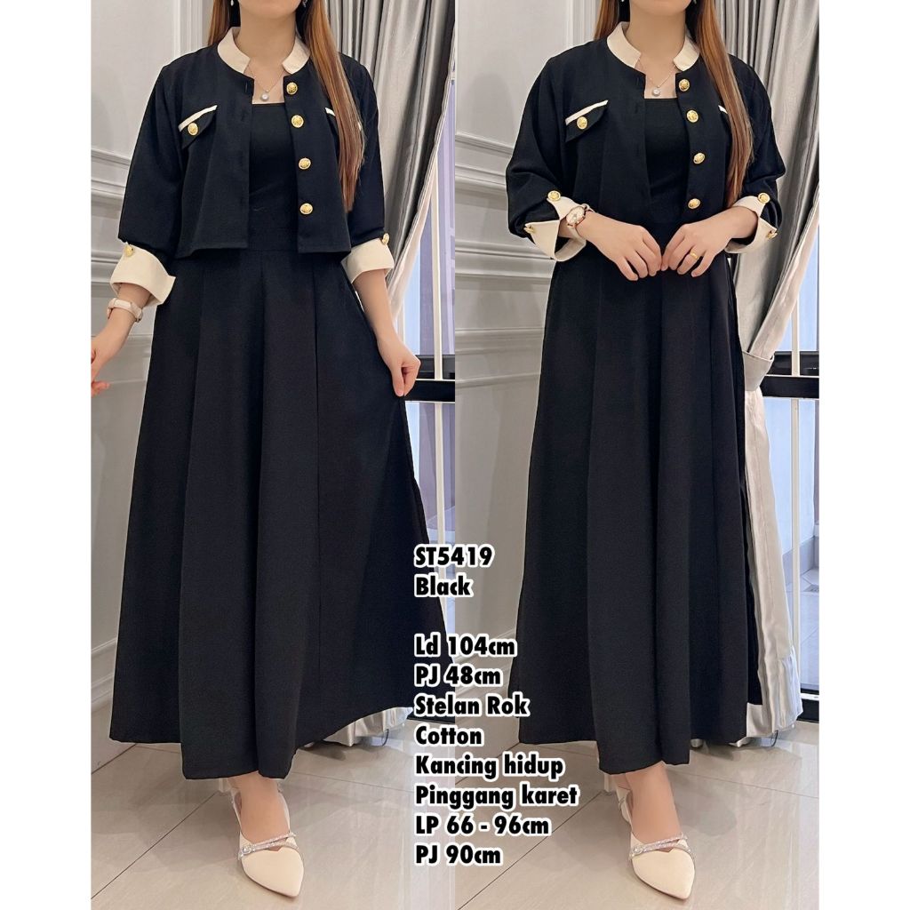 JYACOLLECTION-SETELAN ROK TERBARU-OOTD LEBARAN TERBARU-SET ATASAN DAN ROK PANJANG-SETELAN ROK BANGKO