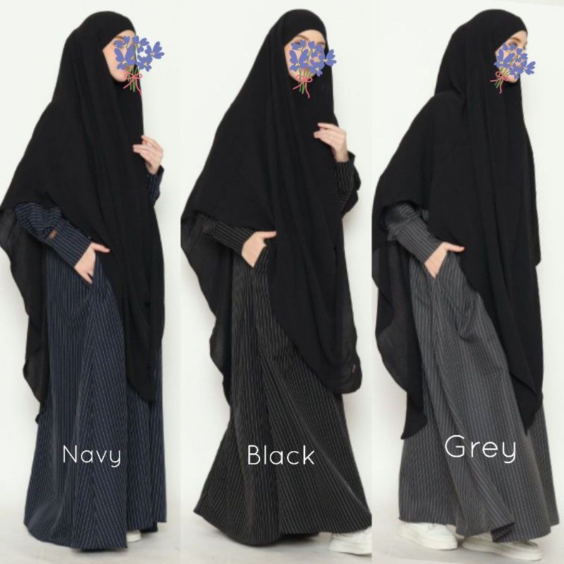 Abaya Salur Motif Nyaman Casual Daily Formal Garis Garis Murah