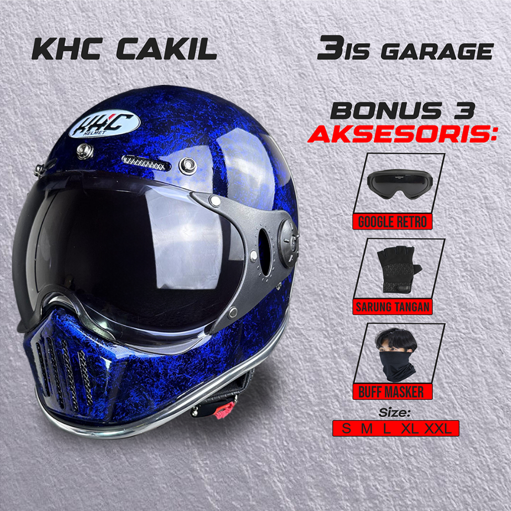 Helm KHC Original Cakil Motif Pilot List Chrome FREE GOGLE+ST+BUFF MASKER