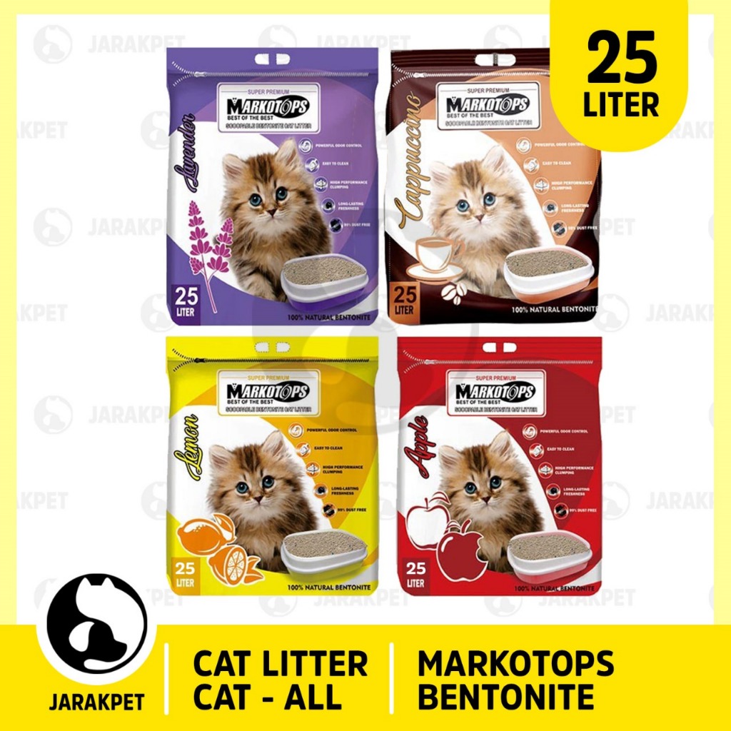 Markotops cat litter bentonite - Pasir kucing markotops 25 Liter - Pasir kucing gumpal Markotop 25Li