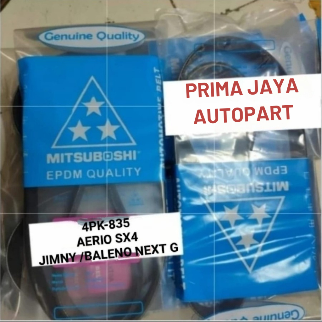 FAN VAN V BELT TALI KIPAS 4PK835 AERIO SX4 XOVER JIMNY JIMMY BALENO NEXT G 4PK-835