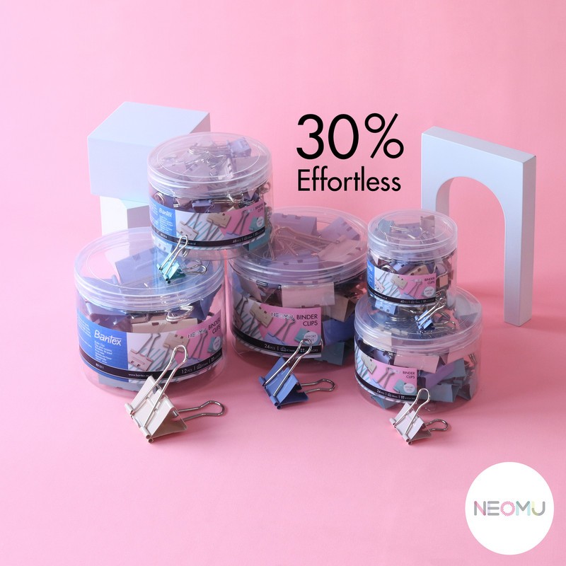 

[Stationery Home] Bantex Binder Clip Effortless / Penjepit Kertas Hemat Tenaga Hingga 30% Warna Warni Pastel