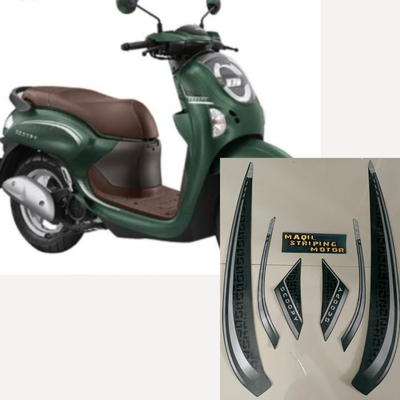 Striping scoopy sporty 2025 warna hijau doff sama merah marun doff