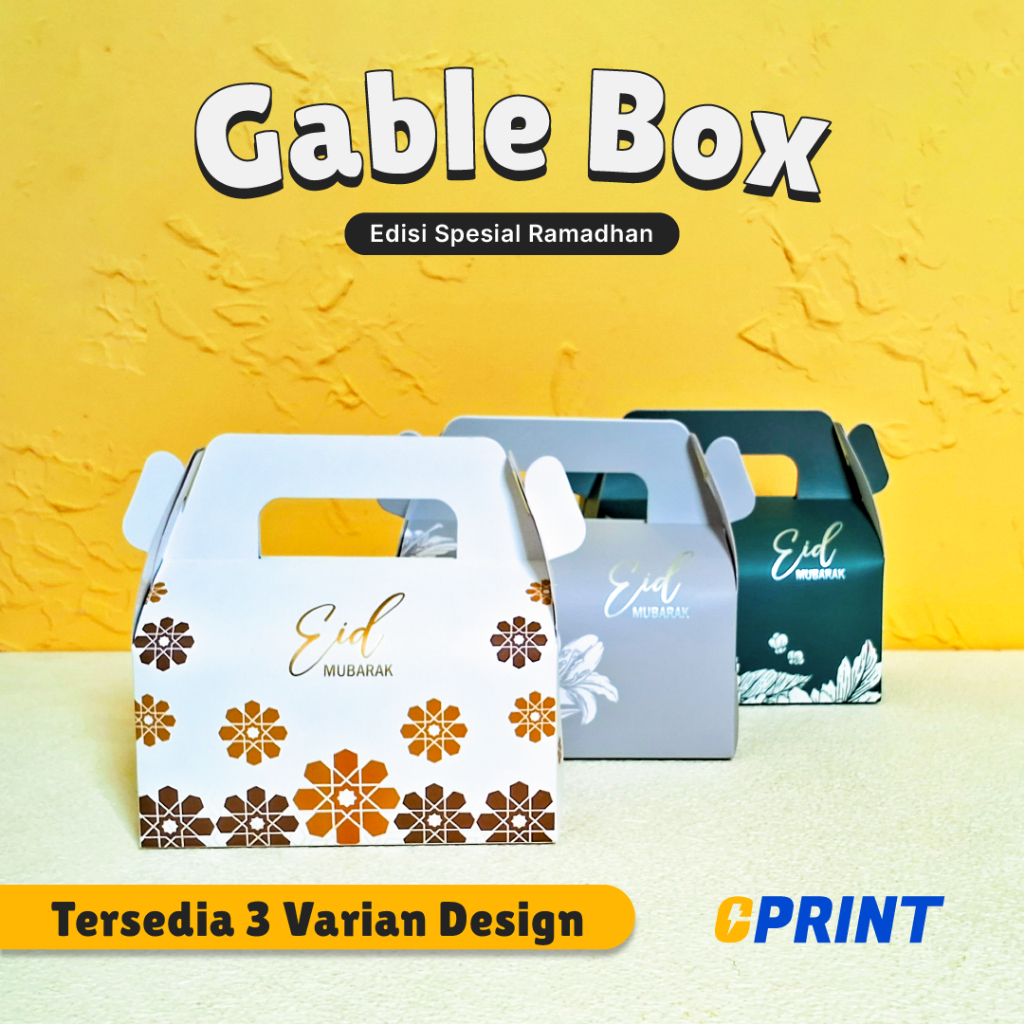 

Gable Box with Foil Hampers Lebaran Premium / Snack Box Kue Lebaran 3 Varian Design AC310gsm
