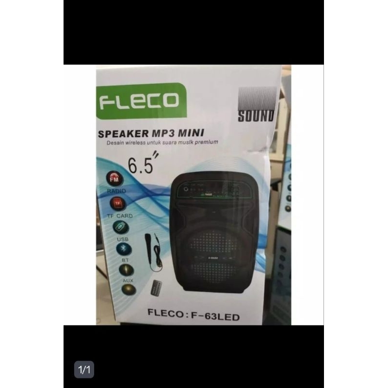 SPEAKER FLECO BLUETOOTH F-63 LED PORTABLE FREE MIC