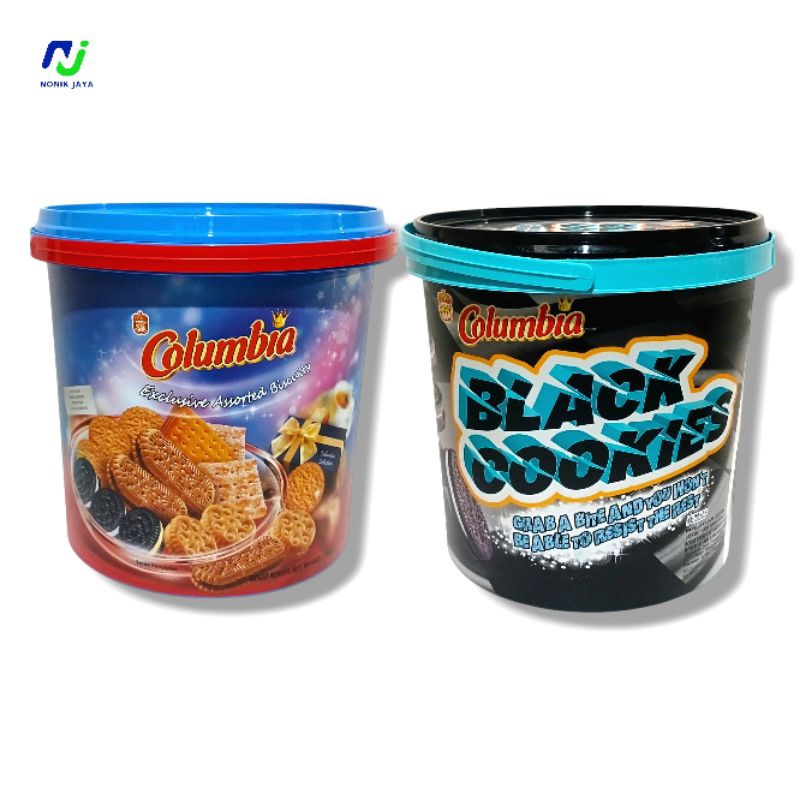 

( RAMADHAN SALE ) Columbia Wafer Kaleng Timba@350g - Black Cookies, Exclusive Assorted, Butter Cookies, Wafer Cokelat&Straw