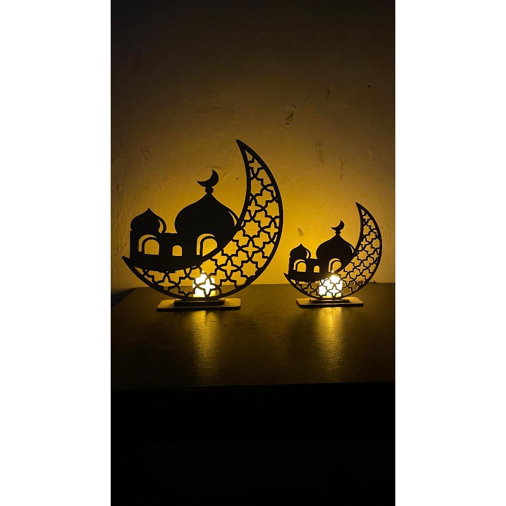 Dekorasi lebaran idul fitri properti foto bonus lilin