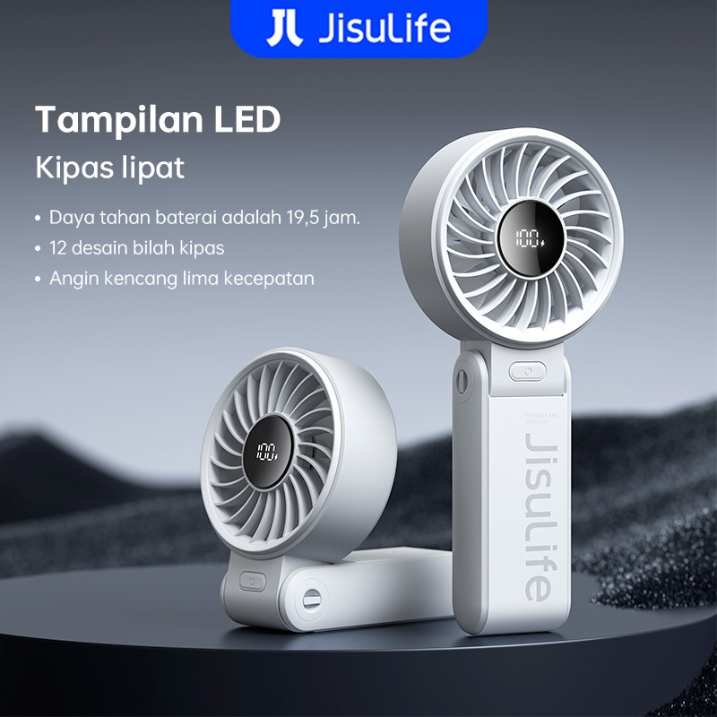 JISULIFE Life7 Kipas Angin Portable Desain Lipat Kipas Meja Baterai 5000mAh Tahan Hingga 19,5 Jam Co
