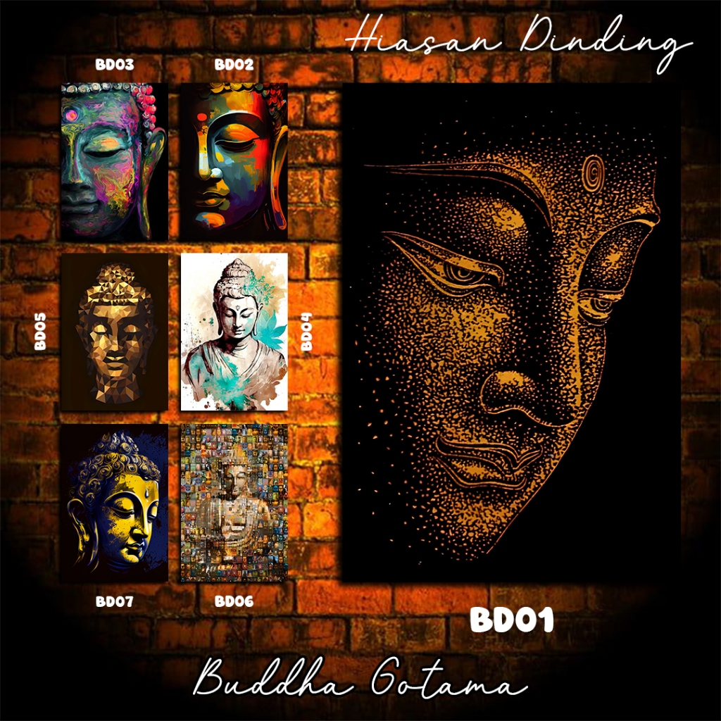 HIASAN DINDING BUDDHA SAKYAMUNI / PAJANGAN DEKORASI DINDING BUDDHA / LUKISAN BUDDHA GAUTAMA