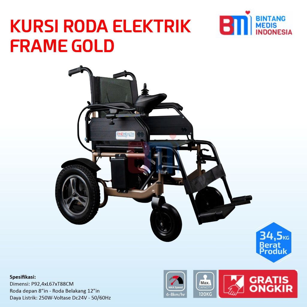 Kursi Roda Termurah Elektrik Lipat OneHealth Smart Wheelchair KY123 / Kursi Roda Travel Elektrik KY 