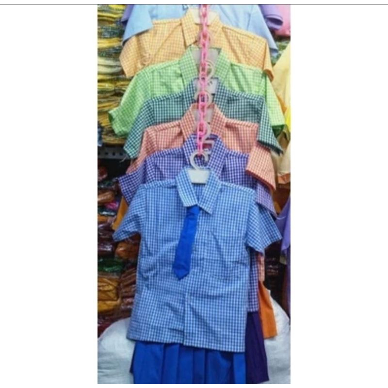 seragam paud/tk kotak kotak biru benhur