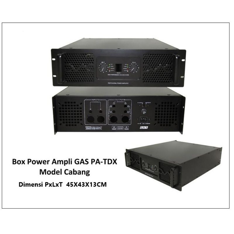 Box power ampli TDX 3U PxLxt 45x43x13Cm plat besi tebal sudah plus pcb indikator potensiso Aplus dan