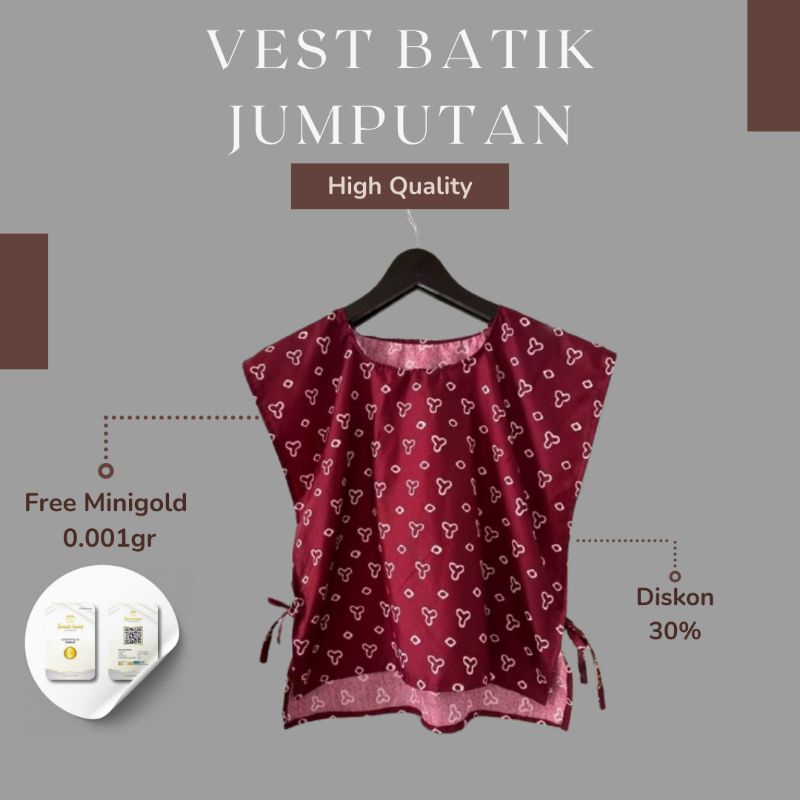 FREE ONGKIR VEST ROMPI OUTER BATIK JUMPUTAN WANITA