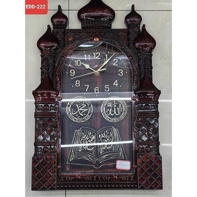 Jam Dinding Kaligrafi Islami Clasik Diamond Motif Kayu Kotak Besar BATAM