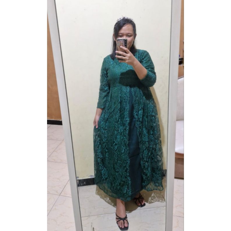 BRUKAT DRESS LD 120 & 140 GAMIS PESTA DRESS KONDANGAN JUMBO FULL FURING CASUAL PREMIUM JUMBO ZZZ