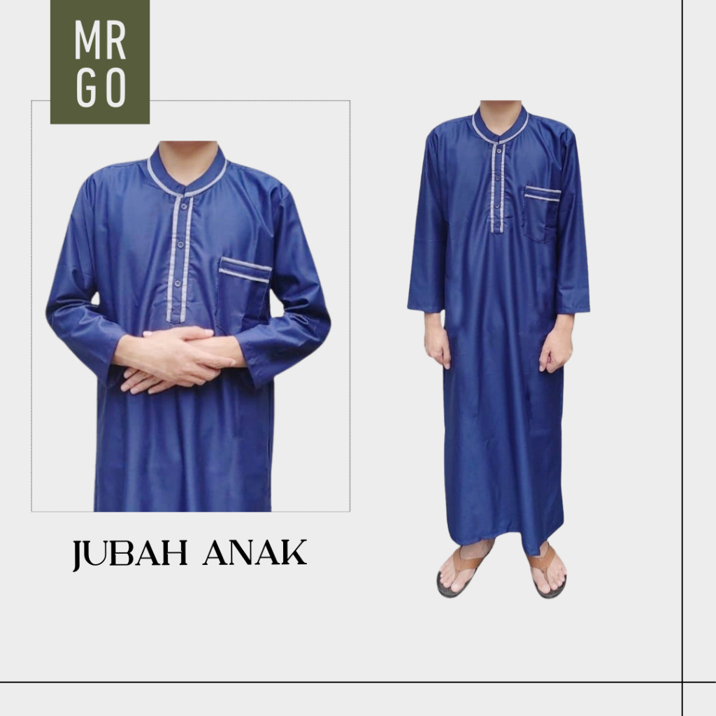 MRGO | Gamis Jubah Anak Laki TOYOBO 7 8 9 10 11 12 13 14 15 16 tahun PREMIUM ADEM Biru Navy DOnker N