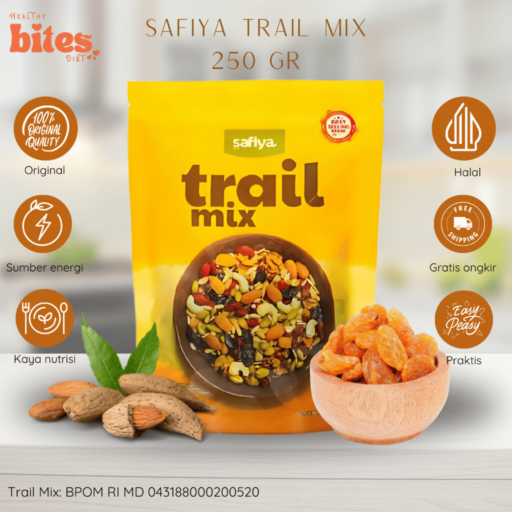 

Trail Mix Original Safiya 250 Gram Dried Fruit Roasted Premium | Sereal & Snack Diet Bergizi