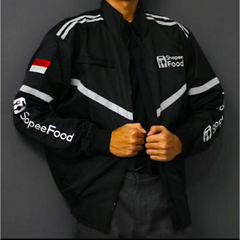 Jaket Motor Pria Hitam Shopie Food Terbaru