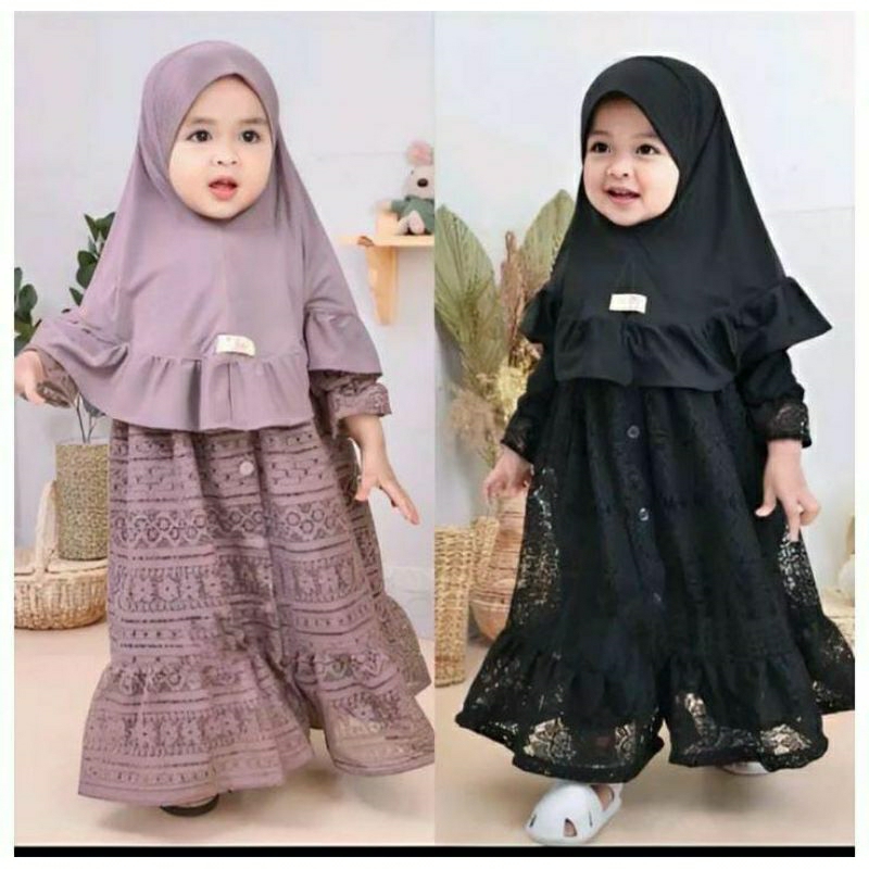 Brokat Malika Gamis anak Set Hijab / Gamis anak terbaru
