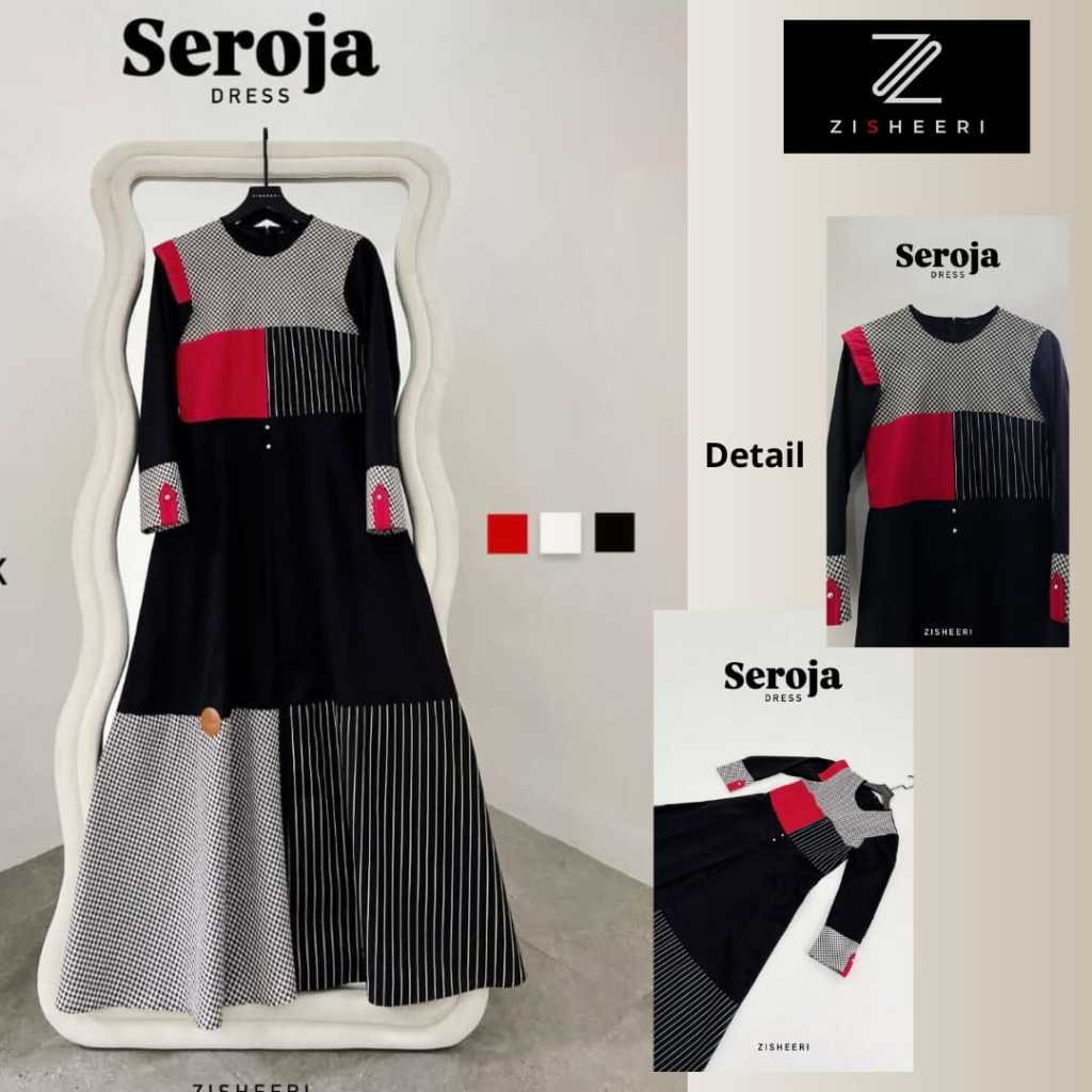 ZISHEERI SEROJA DRESS GAMIS ANGGUN DAN ELEGAN KEKINIAN